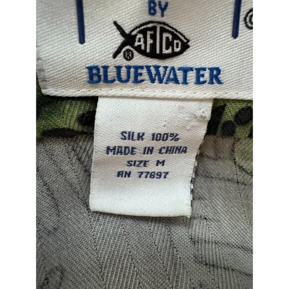 Guy Harvey By Aftco Bluewater Parrot Floral Silk Hawaiian Shirt M - Picture 5 of 16